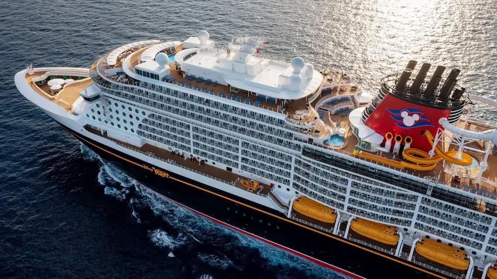 A Disney Cruise Line ship at sea