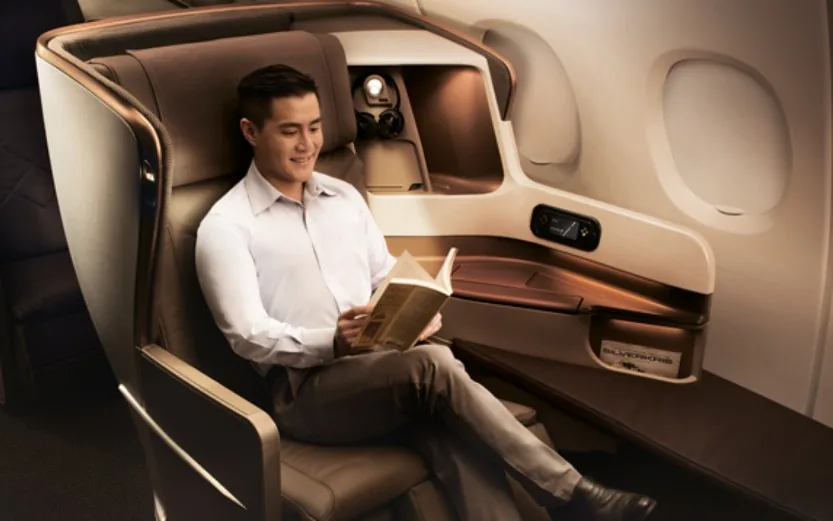 A Singapore Airlines Business Class seat
