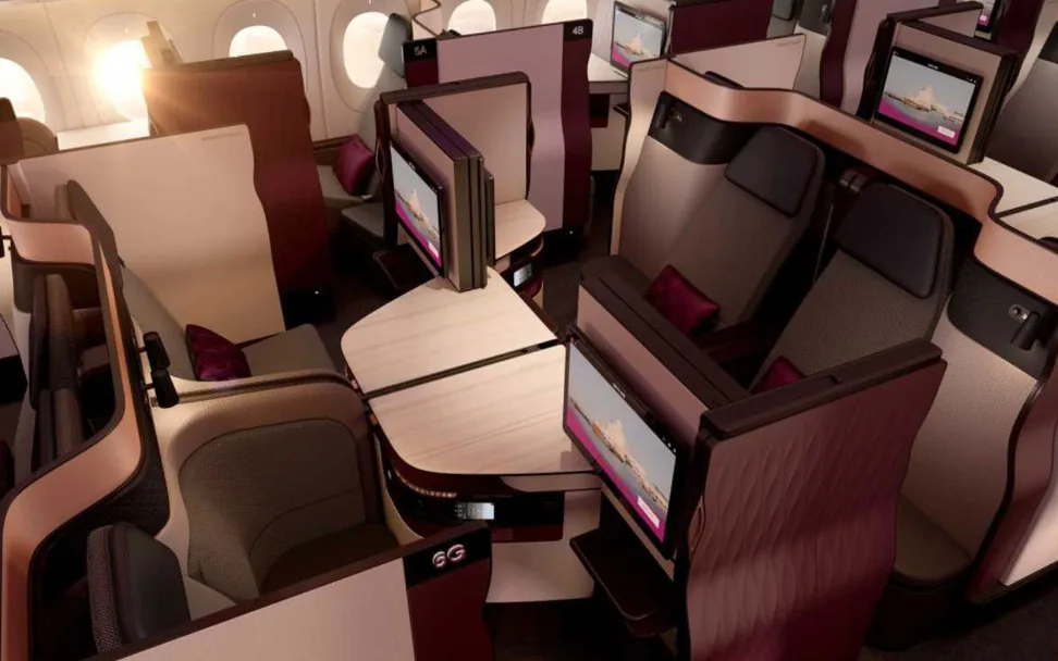 Qatar Airways Qsuite Business Class seats arranged as a quad
