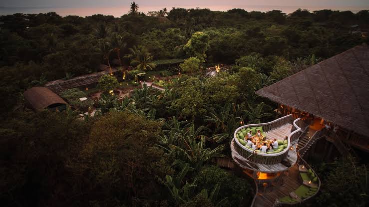 Barefoot dining beneath a canopy of lights at Fresh in the Garden