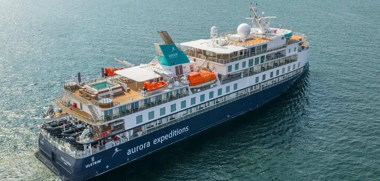 A Aurora Expeditions ship at sea