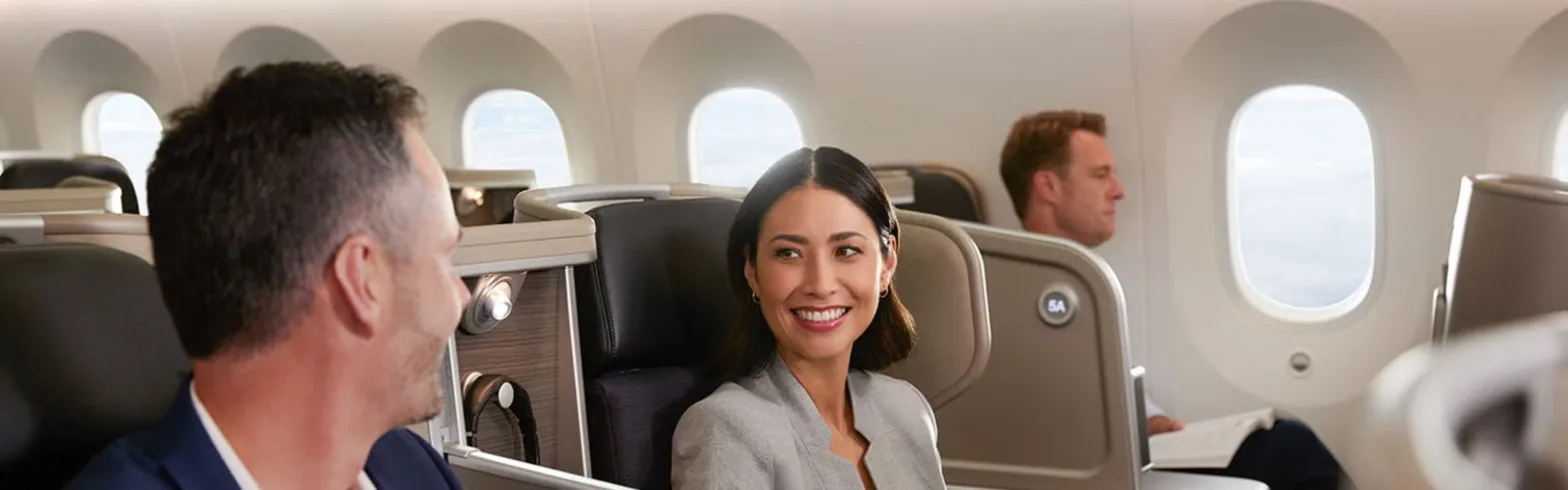 Business class passengers on a Qantas 787 Dreamliner