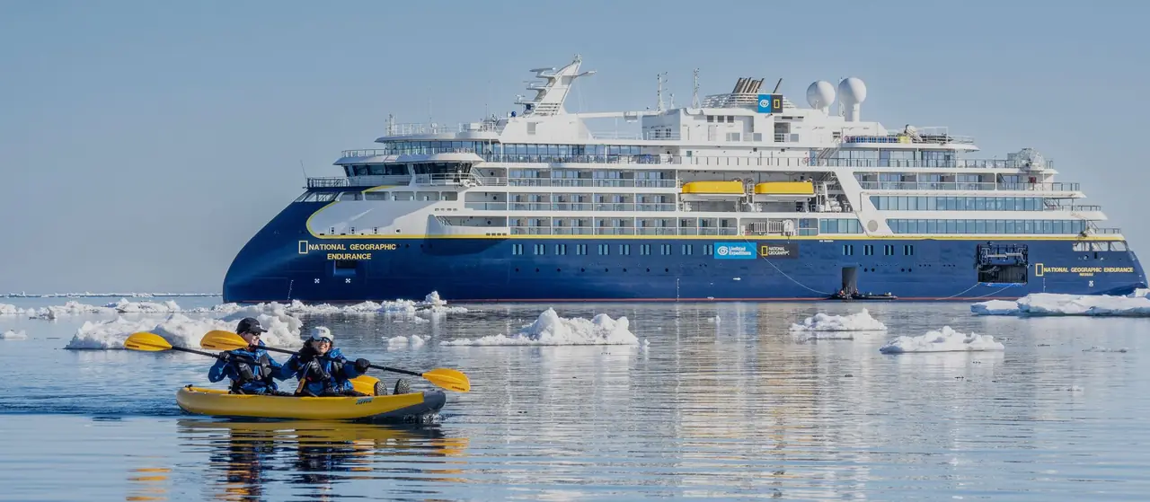 A Lindblad Expeditions–National Geographic ship at sea