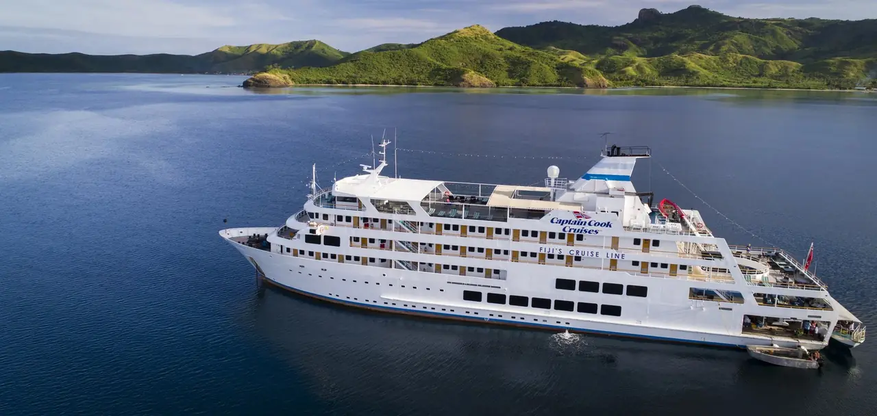 A Captain Cook Cruises Fiji ship at sea