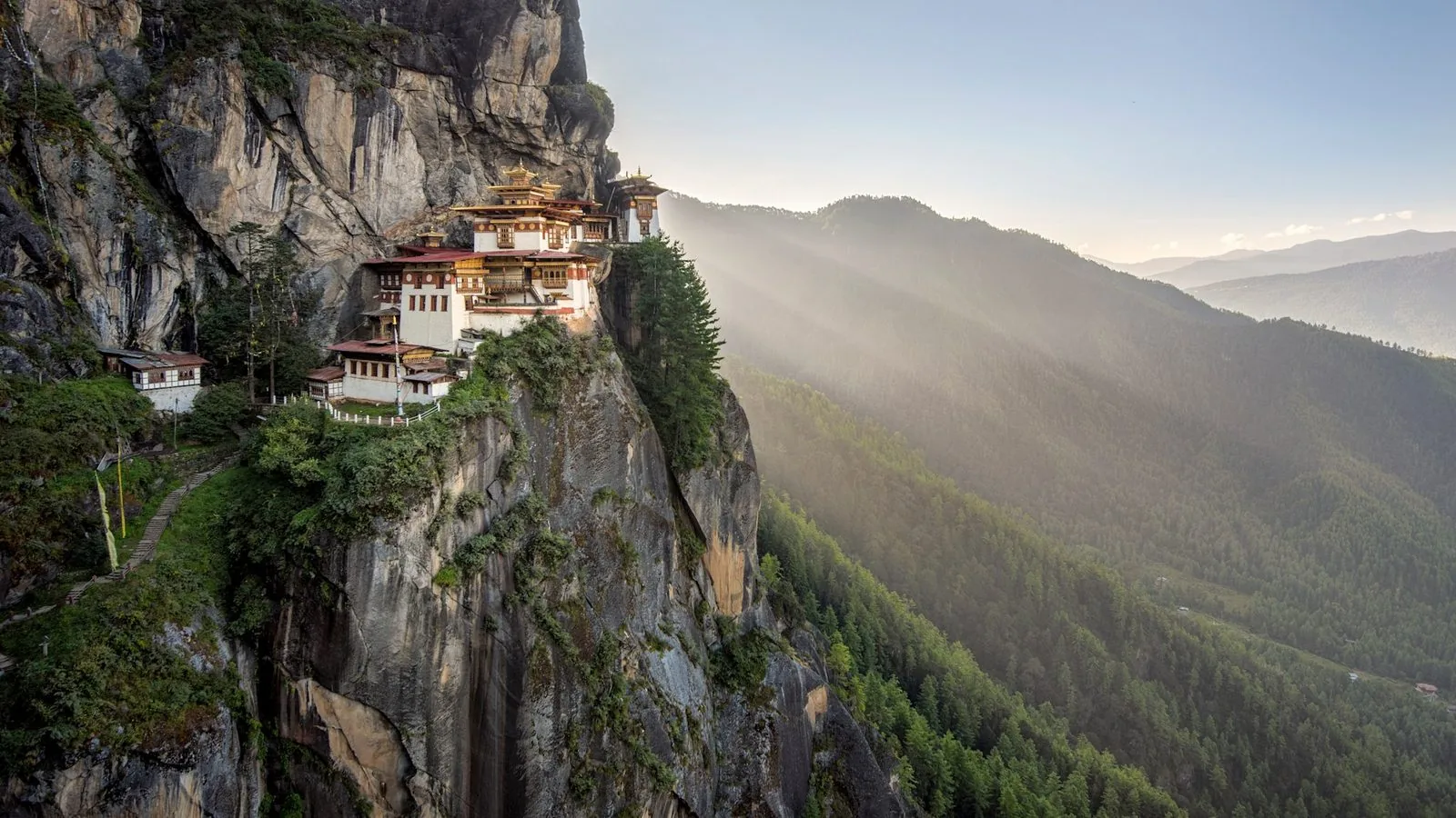 Taktsang, the Tiger’s Nest, above the Paro Valley.
