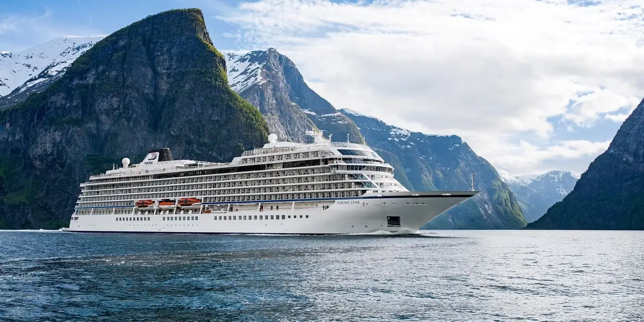 A Viking Ocean Cruises ship at sea