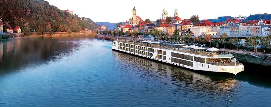 A Viking River Cruises ship at sea