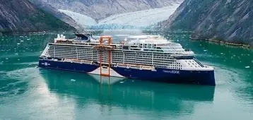 A Celebrity Cruises ship at sea