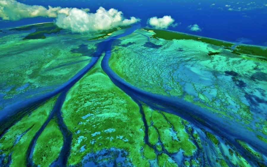 A remote atoll lagoon in the outer Seychelles